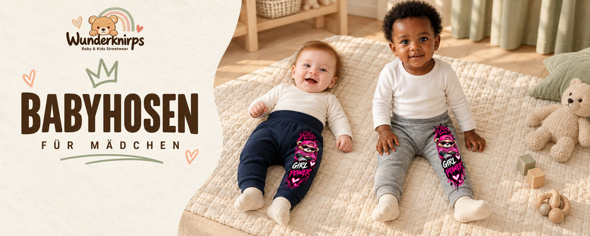 Wunderknirps Babyhosen für Mädchen – bequeme Babyhosen mit bunten Motiven für kleine Weltentdeckerinnen