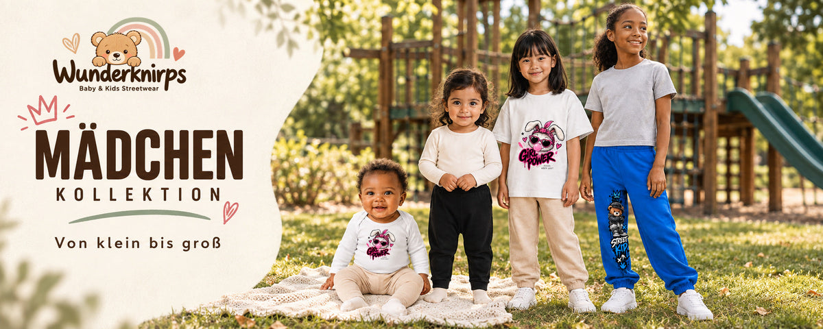 Wunderknirps Mädchen Kollektion – Babybodys, Babyhosen, T-Shirts und Jogginghosen für Mädchen