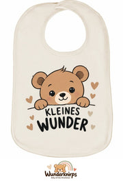 Baby-Lätzchen Olli-01 in Natur mit Motiv Kleines Wunder – Bär