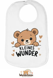 Baby-Lätzchen Olli-01 in Weiß mit Motiv Kleines Wunder – Bär