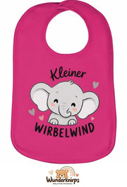 Baby-Lätzchen Olli-01 in Pink mit Motiv Kleiner Wirbelwind – Elefant