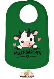 Baby-Lätzchen Olli-01 in Grün mit Motiv Milchbärchen – Kuh