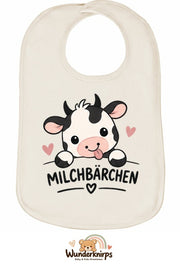 Baby-Lätzchen Olli-01 in Natur mit Motiv Milchbärchen – Kuh