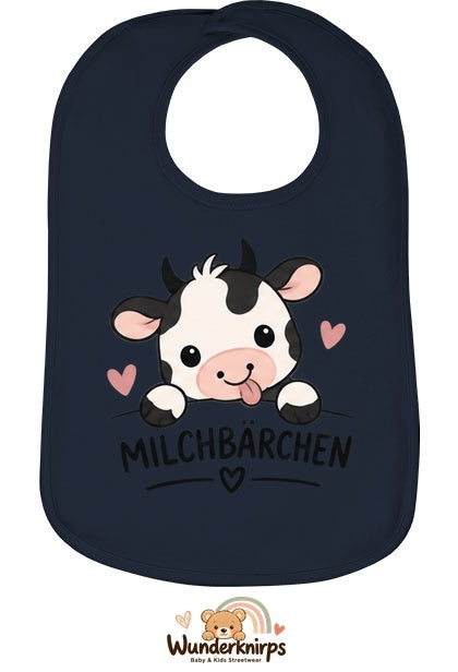 Baby-Lätzchen Olli-01 in Marineblau mit Motiv Milchbärchen – Kuh