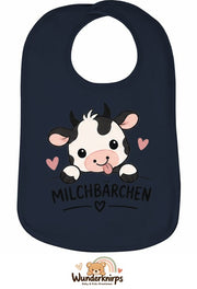 Baby-Lätzchen Olli-01 in Marineblau mit Motiv Milchbärchen – Kuh