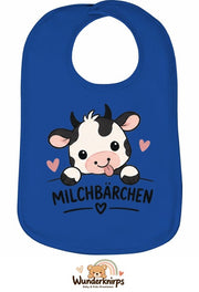 Baby-Lätzchen Olli-01 in Royalblau mit Motiv Milchbärchen – Kuh
