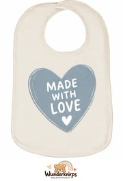 Baby-Lätzchen Olli-01 in Natur mit Motiv Made with Love – Herz