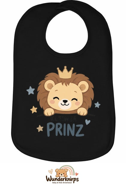 Baby-Lätzchen Olli-01 in Schwarz mit Motiv Kleiner Prinz – Löwe