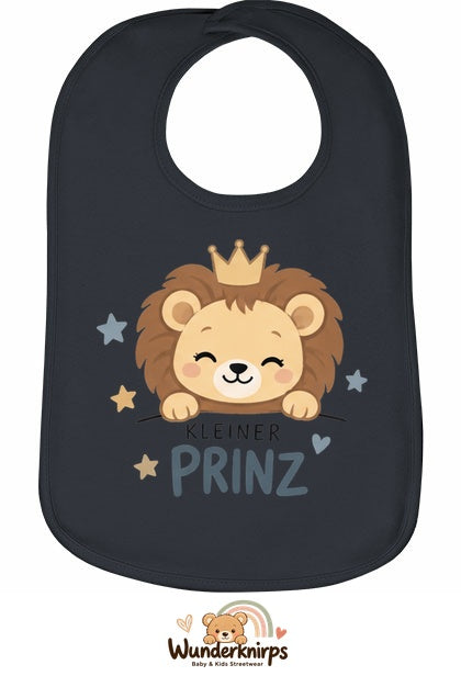 Baby-Lätzchen Olli-01 in Anthrazit mit Motiv Kleiner Prinz – Löwe