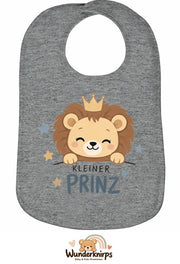 Baby-Lätzchen Olli-01 in Grau meliert mit Motiv Kleiner Prinz – Löwe