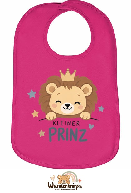 Baby-Lätzchen Olli-01 in Pink mit Motiv Kleiner Prinz – Löwe