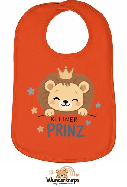 Baby-Lätzchen Olli-01 in Orange mit Motiv Kleiner Prinz – Löwe
