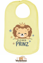 Baby-Lätzchen Olli-01 in Pastellgelb mit Motiv Kleiner Prinz – Löwe