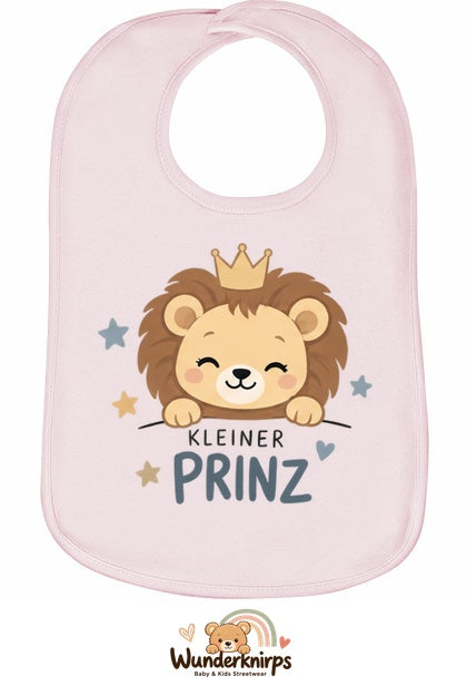 Baby-Lätzchen Olli-01 in Pastellrosa mit Motiv Kleiner Prinz – Löwe