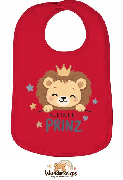 Baby-Lätzchen Olli-01 in Rot mit Motiv Kleiner Prinz – Löwe