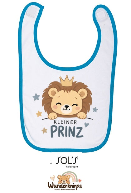 Baby-Lätzchen SOL’S Babib in Weiß / Aqua mit Motiv Kleiner Prinz – Löwe