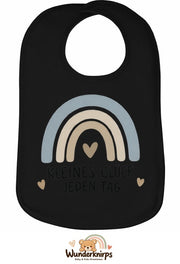 Baby-Lätzchen Olli-01 in Schwarz mit Motiv Kleines Glück – Regenbogen