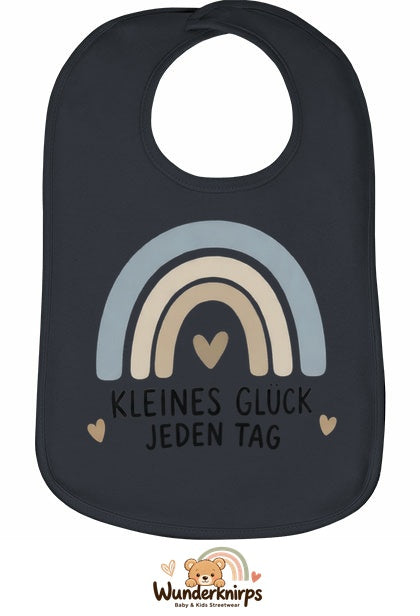 Baby-Lätzchen Olli-01 in Anthrazit mit Motiv Kleines Glück – Regenbogen