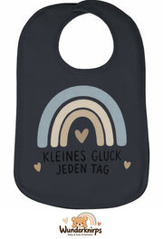 Baby-Lätzchen Olli-01 in Anthrazit mit Motiv Kleines Glück – Regenbogen