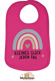 Baby-Lätzchen Olli-01 in Pink mit Motiv Kleines Glück – Regenbogen