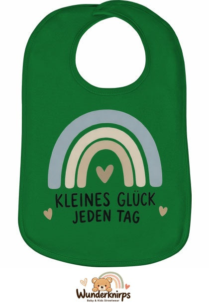Baby-Lätzchen Olli-01 in Grün mit Motiv Kleines Glück – Regenbogen