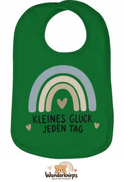 Baby-Lätzchen Olli-01 in Grün mit Motiv Kleines Glück – Regenbogen