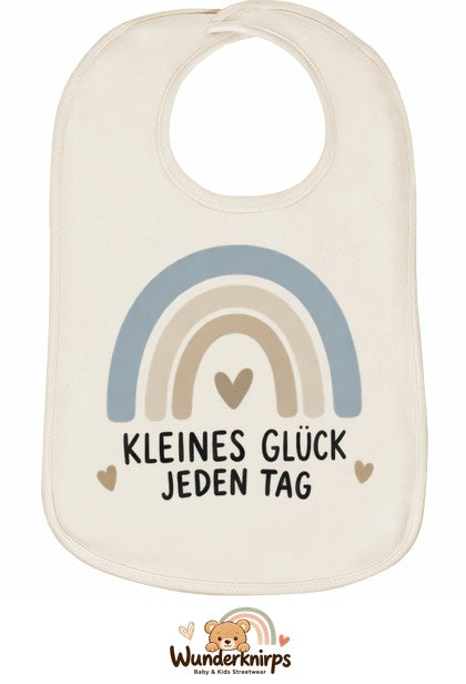 Baby-Lätzchen Olli-01 in Natur mit Motiv Kleines Glück – Regenbogen