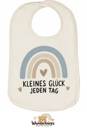 Baby-Lätzchen Olli-01 in Natur mit Motiv Kleines Glück – Regenbogen