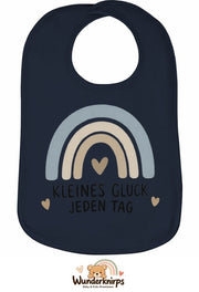 Baby-Lätzchen Olli-01 in Marineblau mit Motiv Kleines Glück – Regenbogen