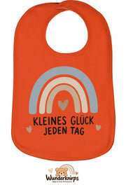 Baby-Lätzchen Olli-01 in Orange mit Motiv Kleines Glück – Regenbogen