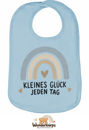 Baby-Lätzchen Olli-01 in Pastellblau mit Motiv Kleines Glück – Regenbogen