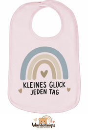 Baby-Lätzchen Olli-01 in Pastellrosa mit Motiv Kleines Glück – Regenbogen