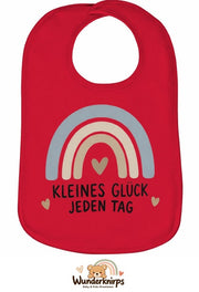 Baby-Lätzchen Olli-01 in Rot mit Motiv Kleines Glück – Regenbogen