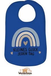 Baby-Lätzchen Olli-01 in Royalblau mit Motiv Kleines Glück – Regenbogen
