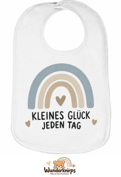 Baby-Lätzchen Olli-01 in Weiß mit Motiv Kleines Glück – Regenbogen