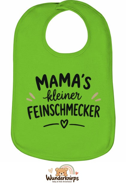 Baby-Lätzchen Olli-01 in Apfelgrün mit Motiv Mamas kleiner Feinschmecker