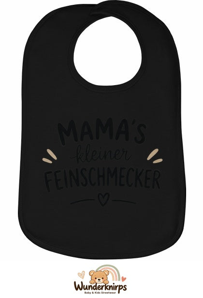 Baby-Lätzchen Olli-01 in Schwarz mit Motiv Mamas kleiner Feinschmecker