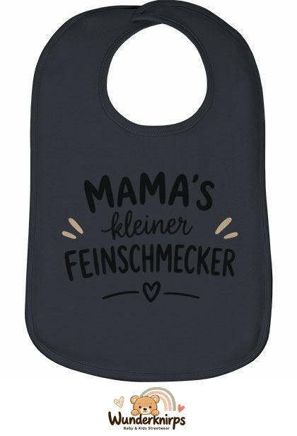 Baby-Lätzchen Olli-01 in Anthrazit mit Motiv Mamas kleiner Feinschmecker