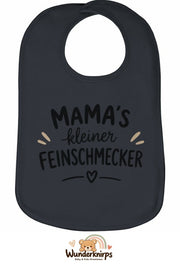 Baby-Lätzchen Olli-01 in Anthrazit mit Motiv Mamas kleiner Feinschmecker