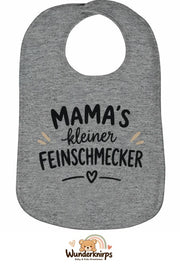 Baby-Lätzchen Olli-01 in Grau meliert mit Motiv Mamas kleiner Feinschmecker