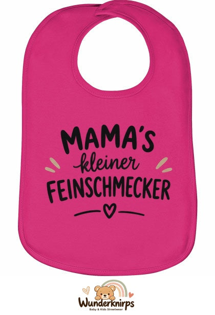 Baby-Lätzchen Olli-01 in Pink mit Motiv Mamas kleiner Feinschmecker