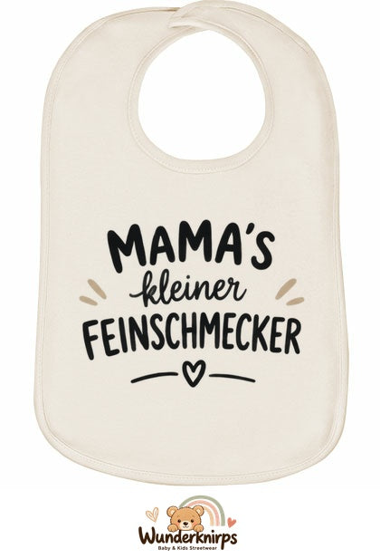 Baby-Lätzchen Olli-01 in Natur mit Motiv Mamas kleiner Feinschmecker