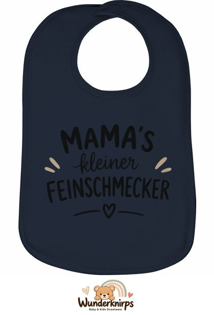 Baby-Lätzchen Olli-01 in Marineblau mit Motiv Mamas kleiner Feinschmecker
