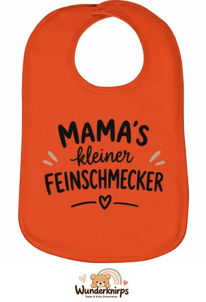 Baby-Lätzchen Olli-01 in Orange mit Motiv Mamas kleiner Feinschmecker