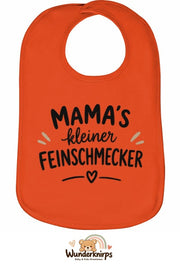 Baby-Lätzchen Olli-01 in Orange mit Motiv Mamas kleiner Feinschmecker
