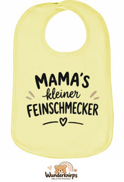 Baby-Lätzchen Olli-01 in Pastellgelb mit Motiv Mamas kleiner Feinschmecker