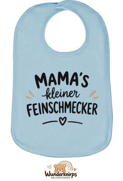 Baby-Lätzchen Olli-01 in Pastellblau mit Motiv Mamas kleiner Feinschmecker