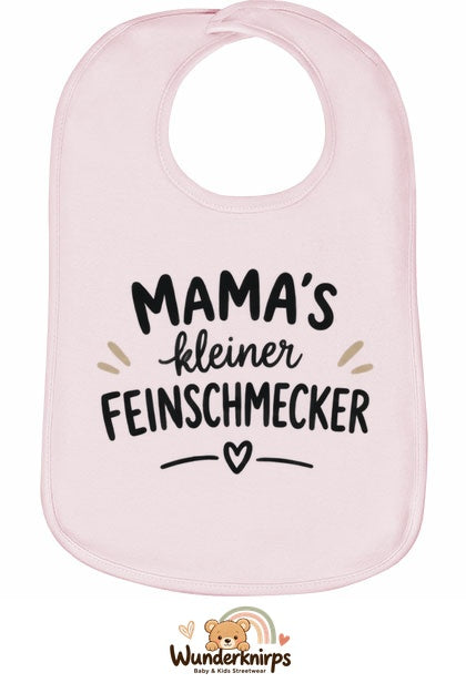 Baby-Lätzchen Olli-01 in Pastellrosa mit Motiv Mamas kleiner Feinschmecker