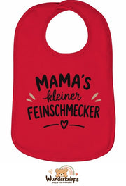 Baby-Lätzchen Olli-01 in Rot mit Motiv Mamas kleiner Feinschmecker