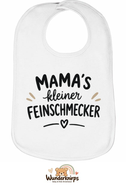 Baby-Lätzchen Olli-01 in Weiß mit Motiv Mamas kleiner Feinschmecker